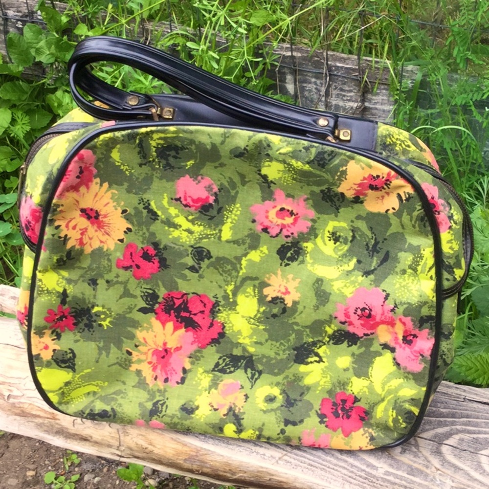 Vintage antique collector floral botanical travel luggage case bag Coachella